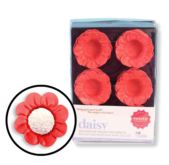 Daisy Flower Candy Cups: Red with White Dots: Case Pack | www.sprinklebeesweet.com