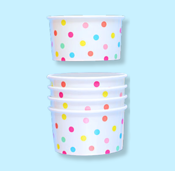 Party Pastel Rainbow Ice Cream Cups: Polka Dot | www.sprinklebeesweet.com