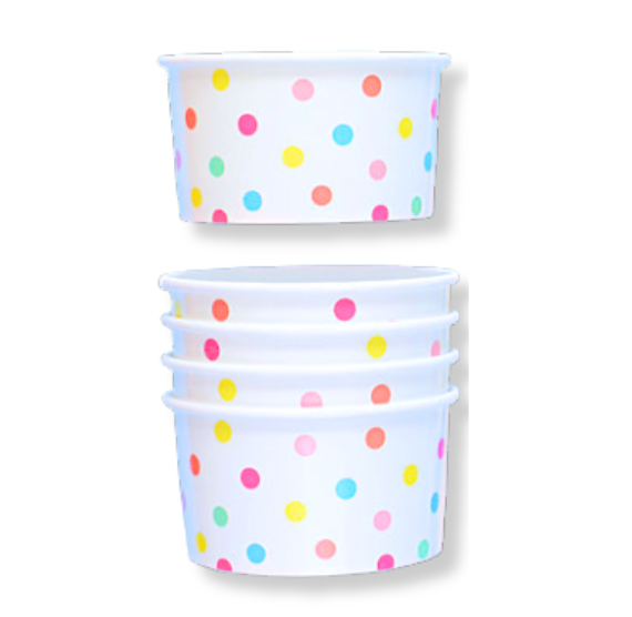 Party Pastel Rainbow Ice Cream Cups: Polka Dot | www.sprinklebeesweet.com
