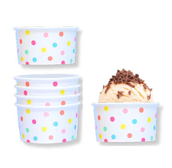 Party Pastel Rainbow Ice Cream Cups: Polka Dot | www.sprinklebeesweet.com