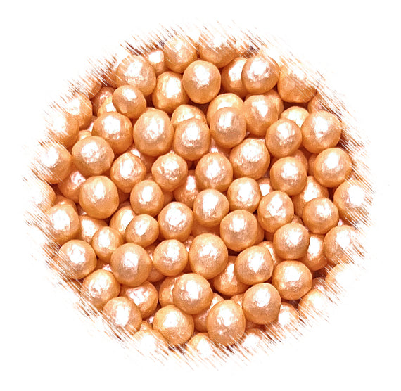 Sprinkle-It® 6mm Chocolate Crispy Pearls: Shimmer Peach | www.sprinklebeesweet.com