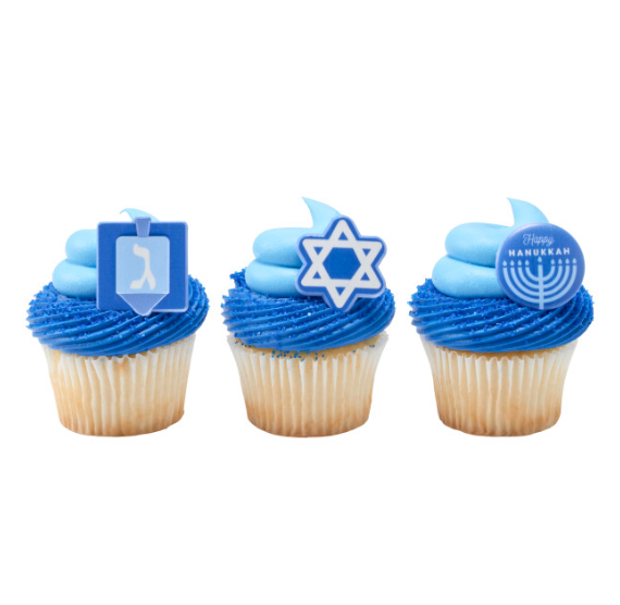 Hanukkah Cupcake Topper Rings | www.sprinklebeesweet.com