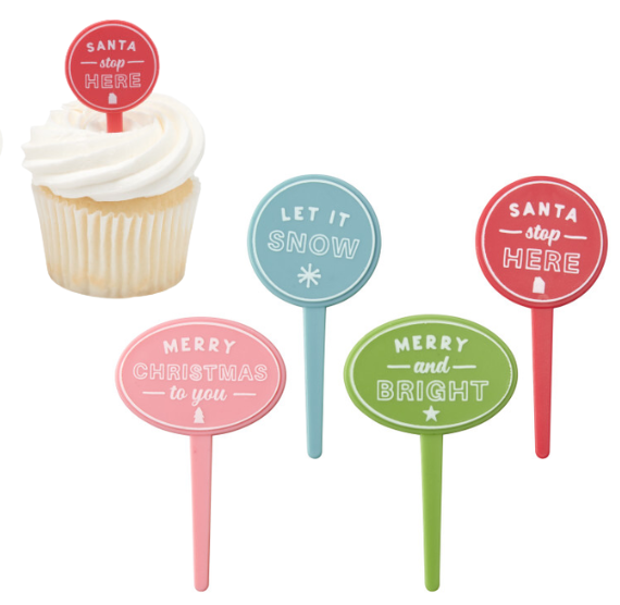 Christmas Cupcake Picks with Sayings | www.sprinklebeesweet.com