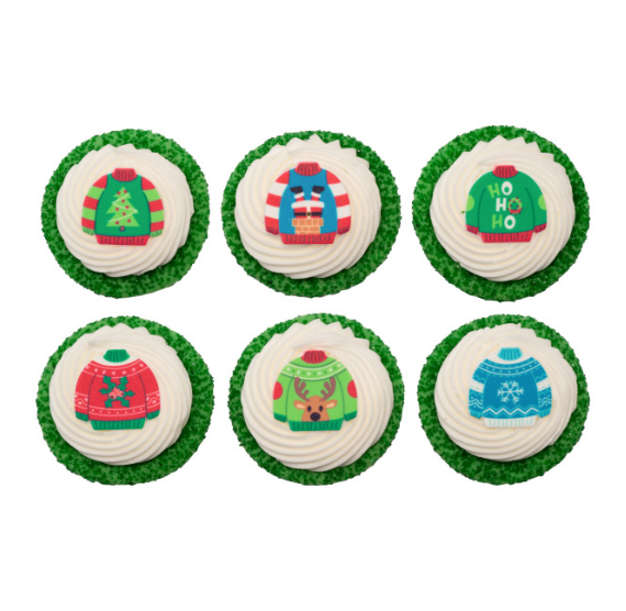 Ugly Sweater Edible Icing Decorations | www.sprinklebeesweet.com