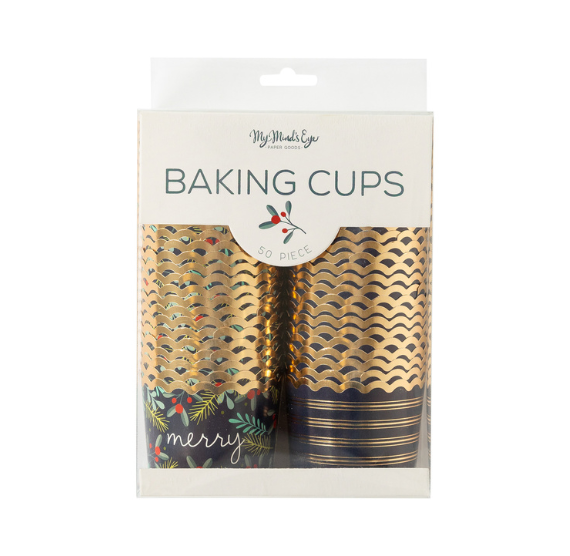 Christmas Baking Cups: Navy Merry | www.sprinklebeesweet.com