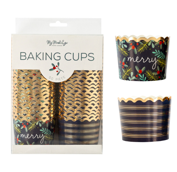 Christmas Baking Cups: Navy Merry | www.sprinklebeesweet.com