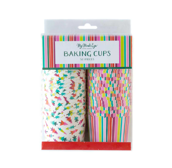 Christmas Baking Cups: Bright Stripes & Trees | www.sprinklebeesweet.com