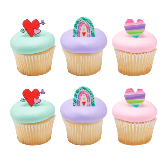 Valentine's Day Edible Icing Decorations: Rainbow Love 36 Count | www.sprinklebeesweet.com