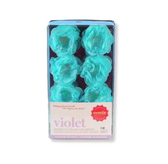 Violet Flower Candy Cups: Pearly Aqua | www.sprinklebeesweet.com