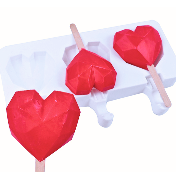 3 Cavity Geometric Heart Cakesicle Mold | www.sprinklebeesweet.com