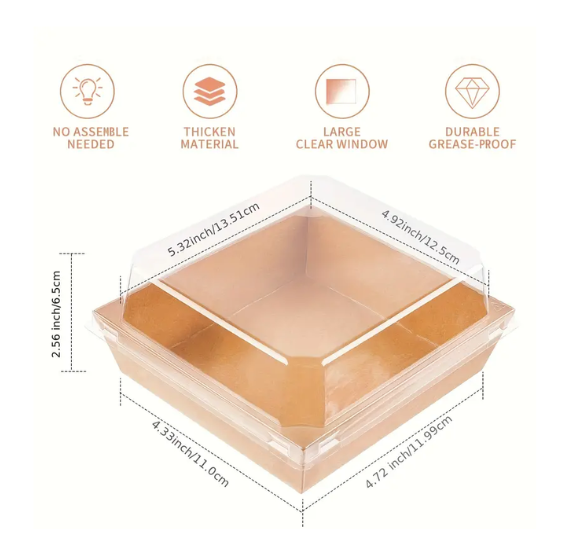 Brown Dessert Boxes with Clear Lids: 5" | www.sprinklebeesweet.com