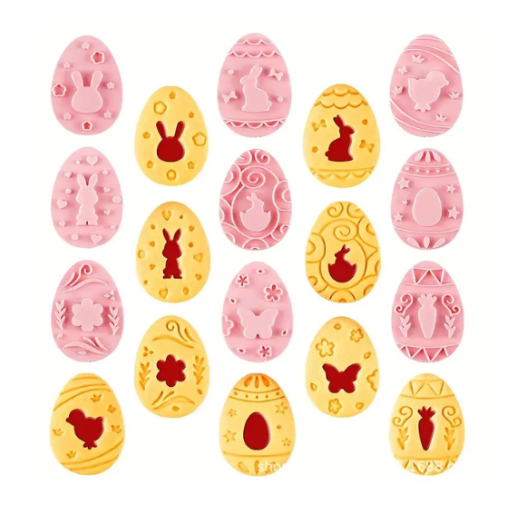 Easter Egg Cookie Cutter Stampers Set of 9 | www.sprinklebeesweet.com