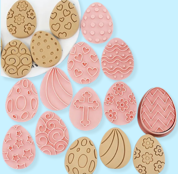 Easter Egg Cookie Cutter Stampers Set of 10 | www.sprinklebeesweet.com