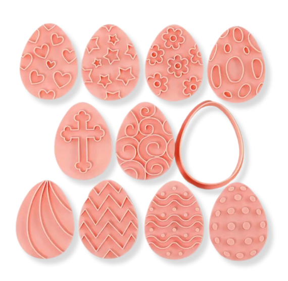 Easter Egg Cookie Cutter Stampers Set of 10 | www.sprinklebeesweet.com
