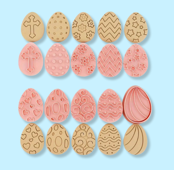 Easter Egg Cookie Cutter Stampers Set of 10 | www.sprinklebeesweet.com