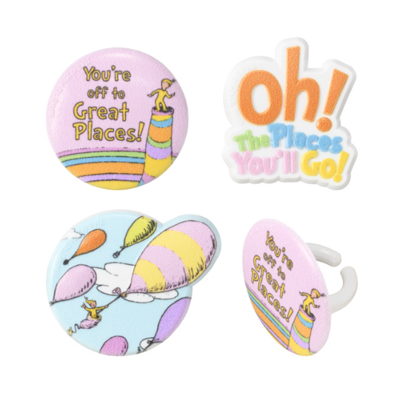 Graduation Cupcake Topper Rings: Oh the Places You'll Go! | www.sprinklebeesweet.com