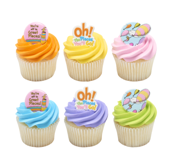 Graduation Cupcake Topper Rings: Oh the Places You'll Go! | www.sprinklebeesweet.com