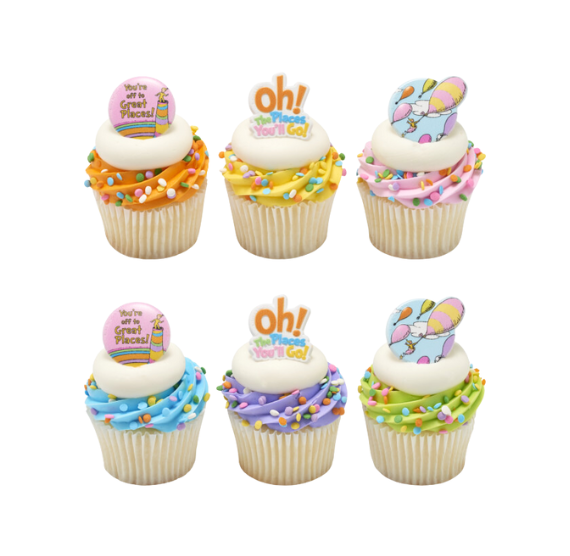 Graduation Cupcake Topper Rings: Oh the Places You'll Go! | www.sprinklebeesweet.com