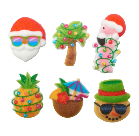 Tropical Christmas Sugar Toppers | www.sprinklebeesweet.com