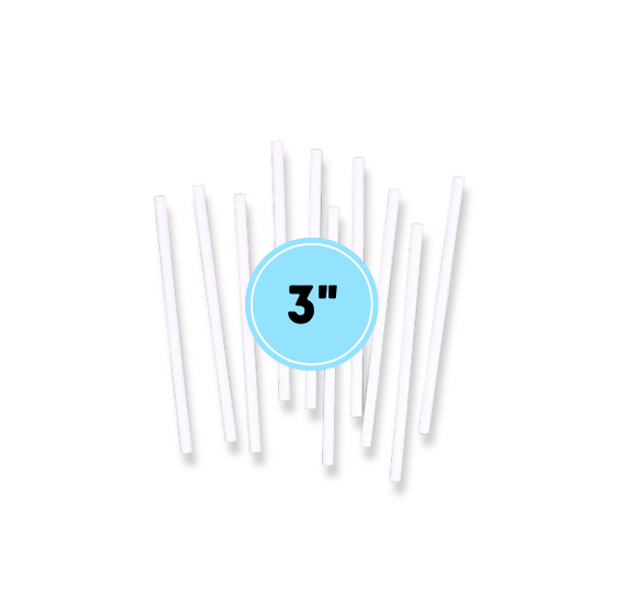 Bulk Mini White Paper Lollipop Sticks: 3 Sizes Available | www.sprinklebeesweet.com