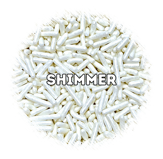 Shimmer White Jimmies | www.sprinklebeesweet.com