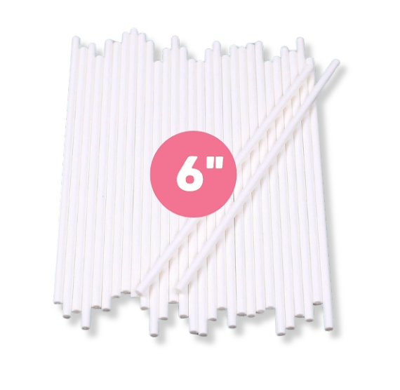 White Paper Lollipop Sticks: 6" - 500 COUNT | www.sprinklebeesweet.com