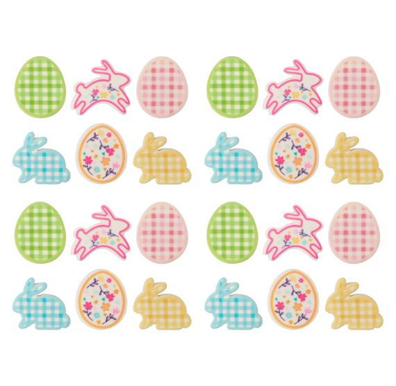 Easter Edible Icing Decorations: Pastel Gingham 36 Count | www.sprinklebeesweet.com