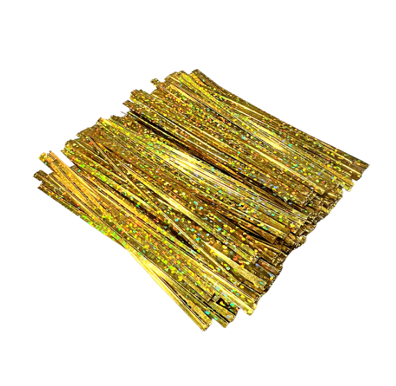 Sparkle Gold Twist Ties: 500 Count | www.sprinklebeesweet.com