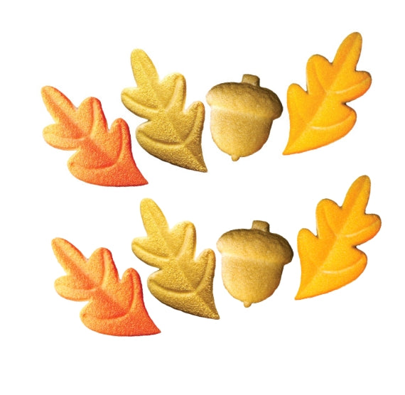 Fall Sugar Toppers: Oak Leaf & Acorn | www.sprinklebeesweet.com