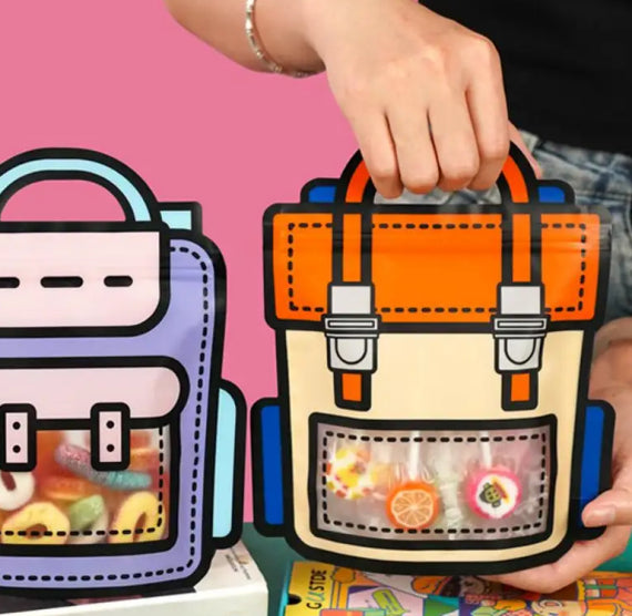 Back Pack Shaped Cookie Bags | www.sprinklebeesweet.com