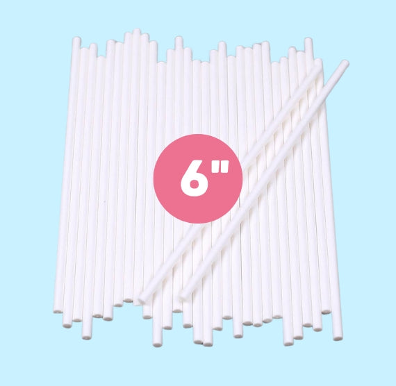 White Paper Lollipop Sticks: 6" - 500 COUNT | www.sprinklebeesweet.com