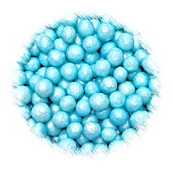 Sprinkle-It® 6mm Chocolate Crispy Pearls: Shimmer Light Blue | www.sprinklebeesweet.com