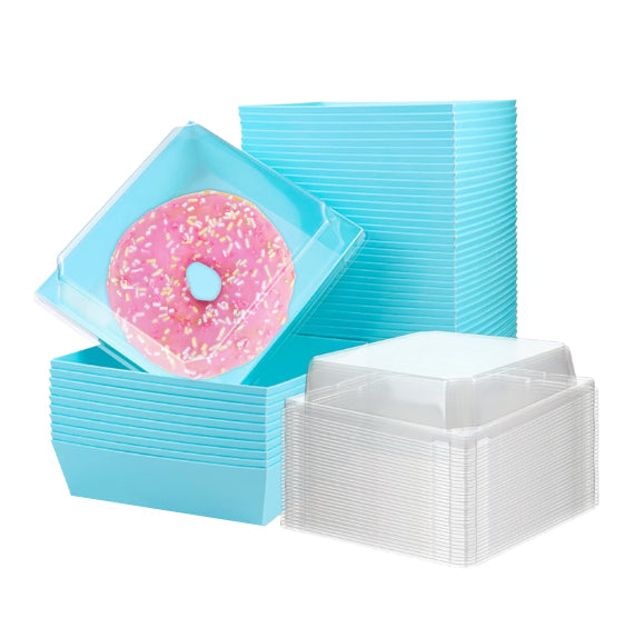 Blue Dessert Boxes with Clear Lids: 5" | www.sprinklebeesweet.com