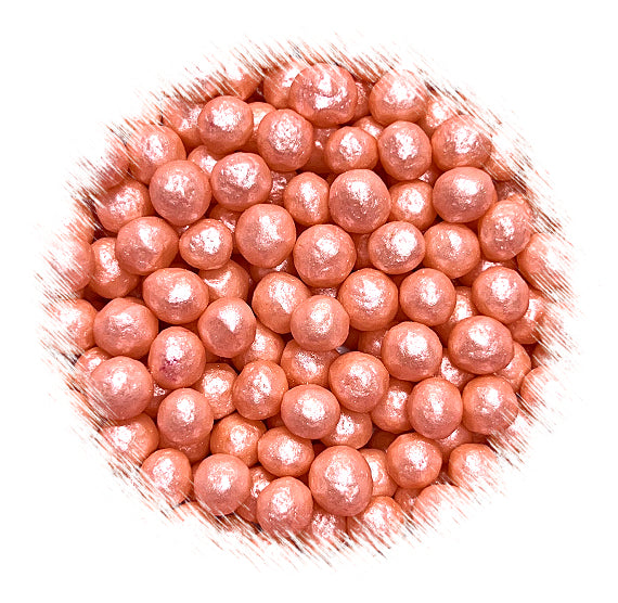 Sprinkle-It® 6mm Chocolate Crispy Pearls: Shimmer Coral | www.sprinklebeesweet.com