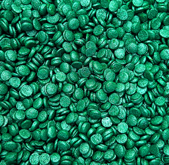 Sprinkle-It® Shimmer Confetti Dot Sprinkles: Deep Emerald 4mm | www.sprinklebeesweet.com