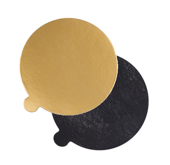 5 Inch Round Thin Cake Boards: Black/Gold | www.sprinklebeesweet.com