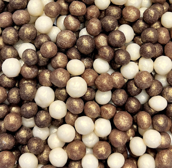 Sprinkle-It® 6mm Trio Chocolate Crispy Pearls: Gilded Gold | www.sprinklebeesweet.com