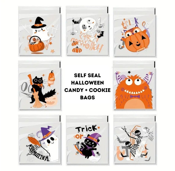 Mini Halloween Cookie Bags: Set of 8 | www.sprinklebeesweet.com