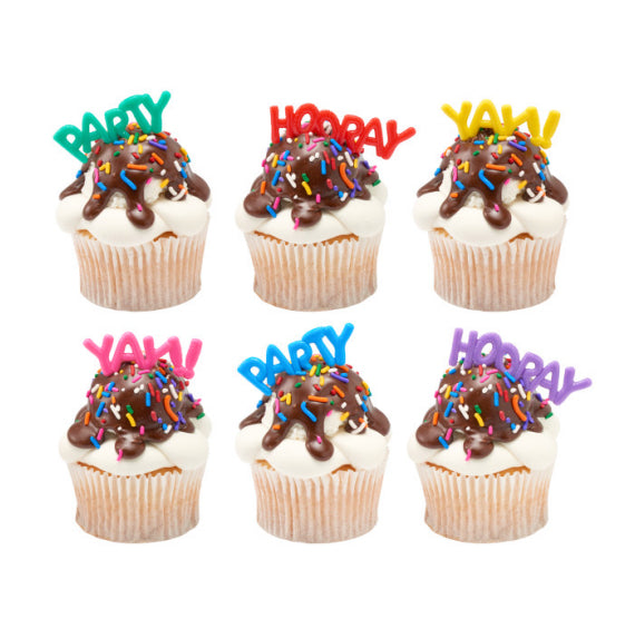 Celebration Balloon Words Cake + Cupcake Toppers: Bright Colors | www.sprinklebeesweet.com