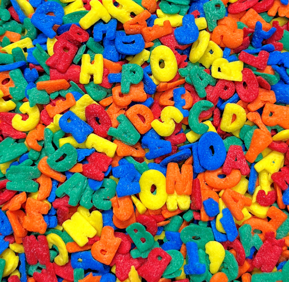 Primary Rainbow Alphabet Sprinkles | www.sprinklebeesweet.com