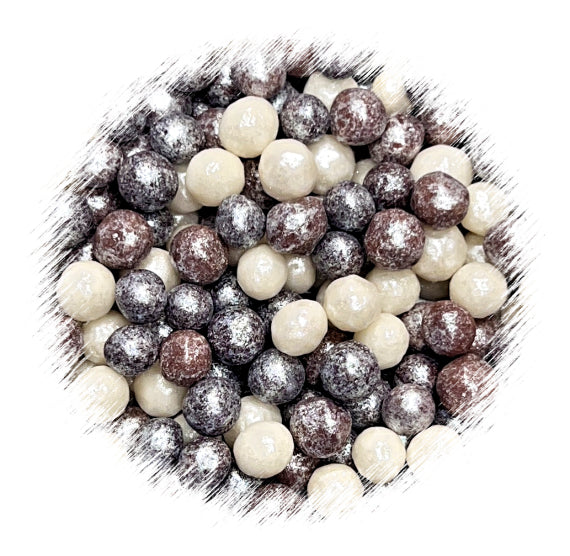 Sprinkle-It® 6mm Trio Chocolate Crispy Pearls: Shimmer White | www.sprinklebeesweet.com