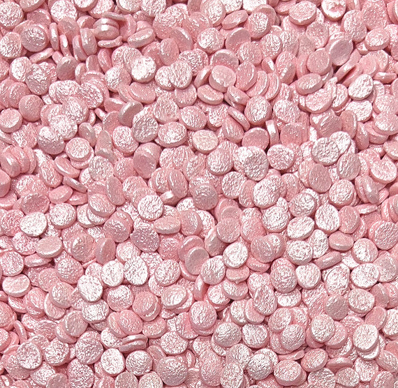 Sprinkle-It® Shimmer Confetti Dot Sprinkles: Baby Pink 4mm | www.sprinklebeesweet.com