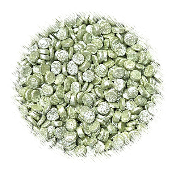 Sprinkle-It® Shimmer Confetti Dot Sprinkles: Light Sage 4mm | www.sprinklebeesweet.com