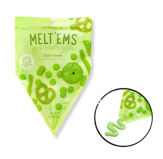 Sweetshop Melt'ems Drizzle Candy Melts Pouch: Light Green | www.sprinklebeesweet.com