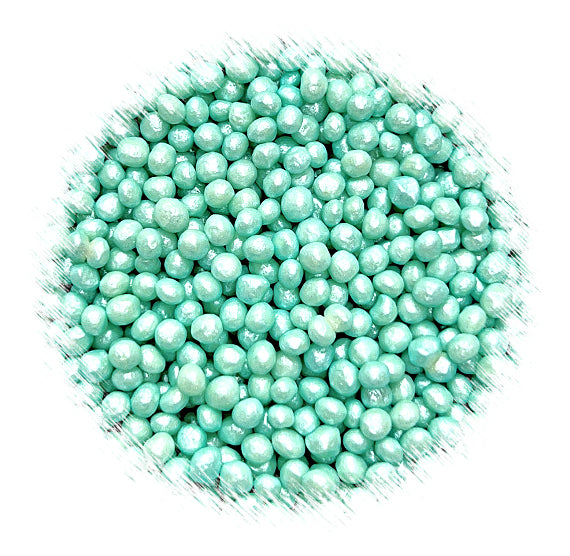 Sprinkle-It® Tiny Chocolate Crispy Pearls: Shimmer Light Aqua | www.sprinklebeesweet.com