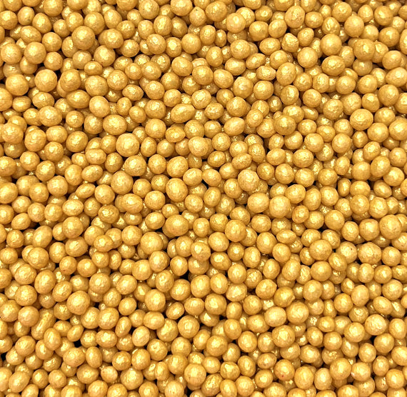 Sprinkle-It® Tiny Chocolate Crispy Pearls: Shimmer Gold | www.sprinklebeesweet.com