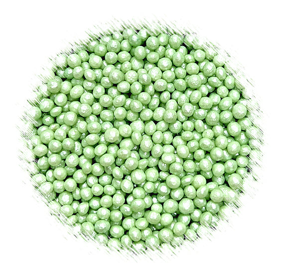 Sprinkle-It® Tiny Chocolate Crispy Pearls: Shimmer Soft Green | www.sprinklebeesweet.com