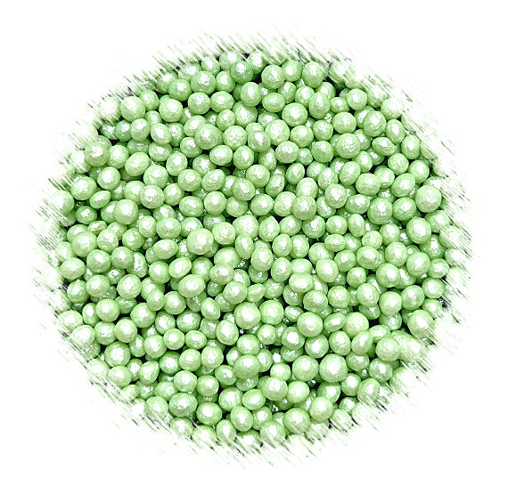 Sprinkle-It® Tiny Chocolate Crispy Pearls: Shimmer Mint Green | www.sprinklebeesweet.com