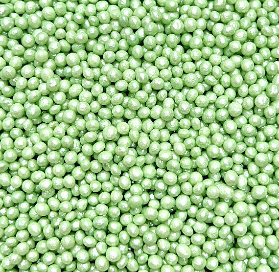Sprinkle-It® Tiny Chocolate Crispy Pearls: Shimmer Mint Green | www.sprinklebeesweet.com