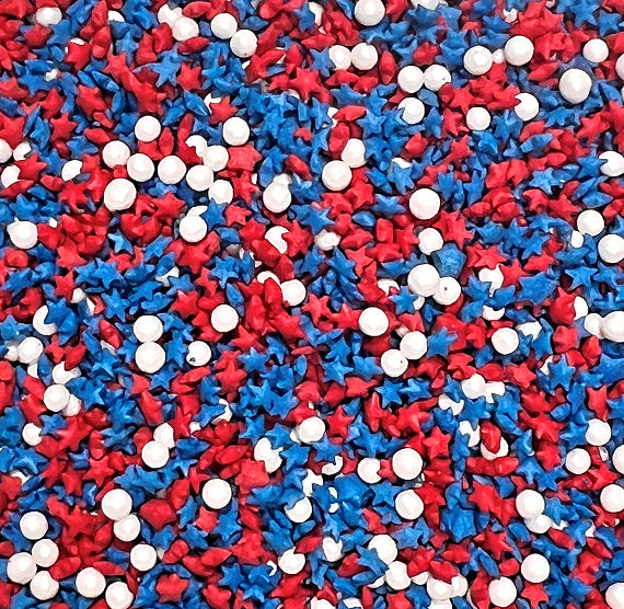 Mini Patriotic Star Sprinkles with Pearls | www.sprinklebeesweet.com